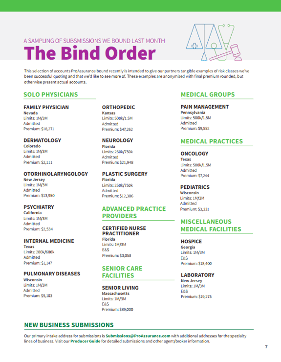 Insurance Bind Order Example Marketing Materials