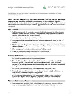 Medcation Refill Protocol Form
