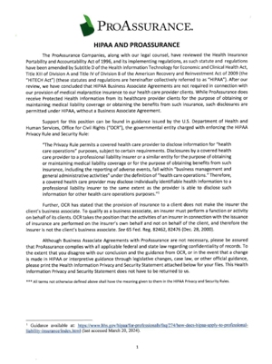 Information Regarding Business Associate Agreements and Health Information Privacy Statement