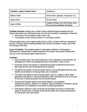 Against Medical Advice Guidelines