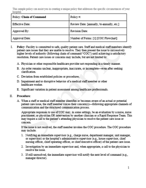 Chain of Command Policy Form