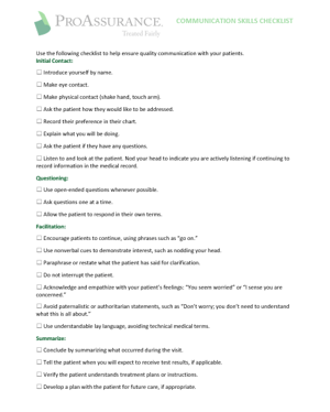 Communication Skills Checklist