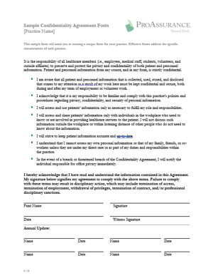Confidentiality Agreement Form