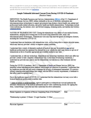 Covid-19 Telehealth Informed Consent Form