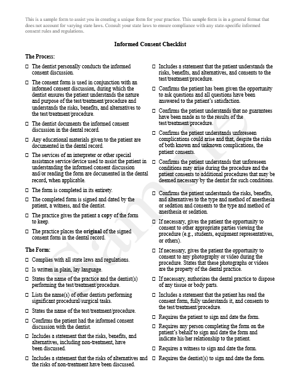Dental Informed Consent Checklist