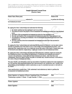 Dental Informed Consent Form