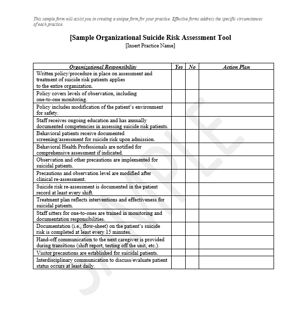 Organizational Suicide Risk Assessment Checklist