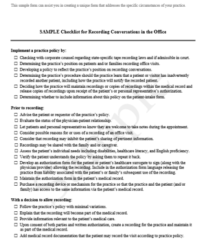 Recording Conversations in the Office Checklist