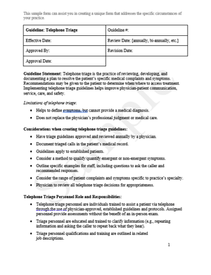 Telephone Triage Guideline